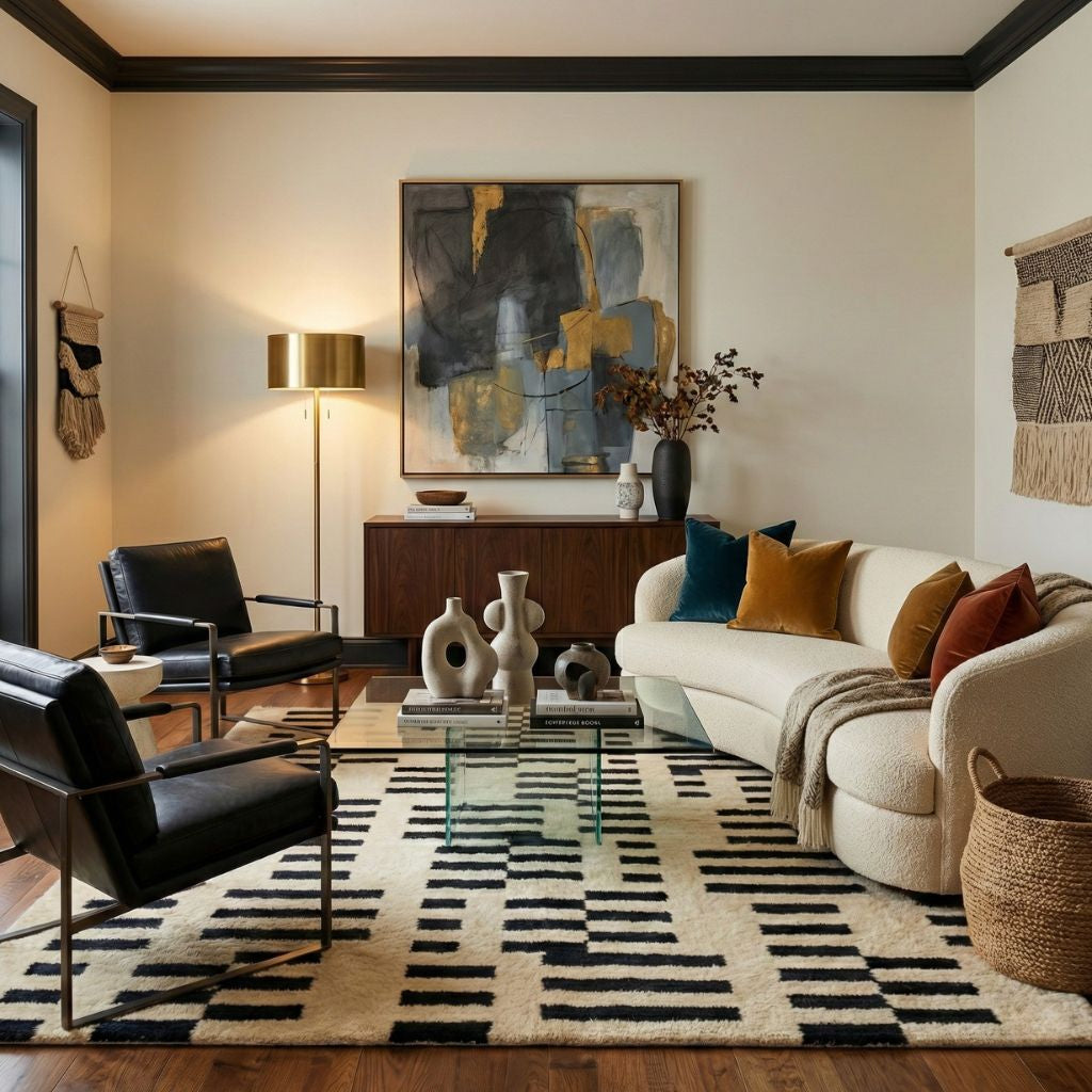 Décalage linéaire - Luxueux tapis Berbère shaggy