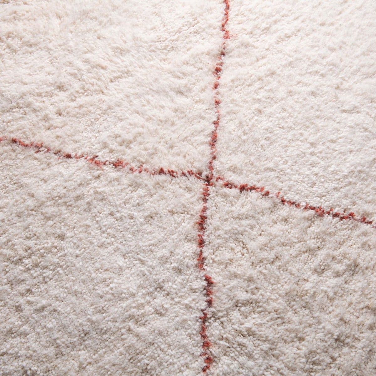 Almas Laine Naturelle Terracotta - Tapis Berbère shaggy