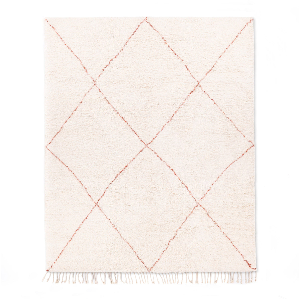 Almas Laine Naturelle Terracotta - Tapis Berbère shaggy