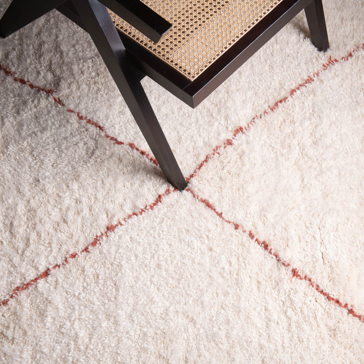 Almas Laine Naturelle Terracotta - Tapis Berbère shaggy