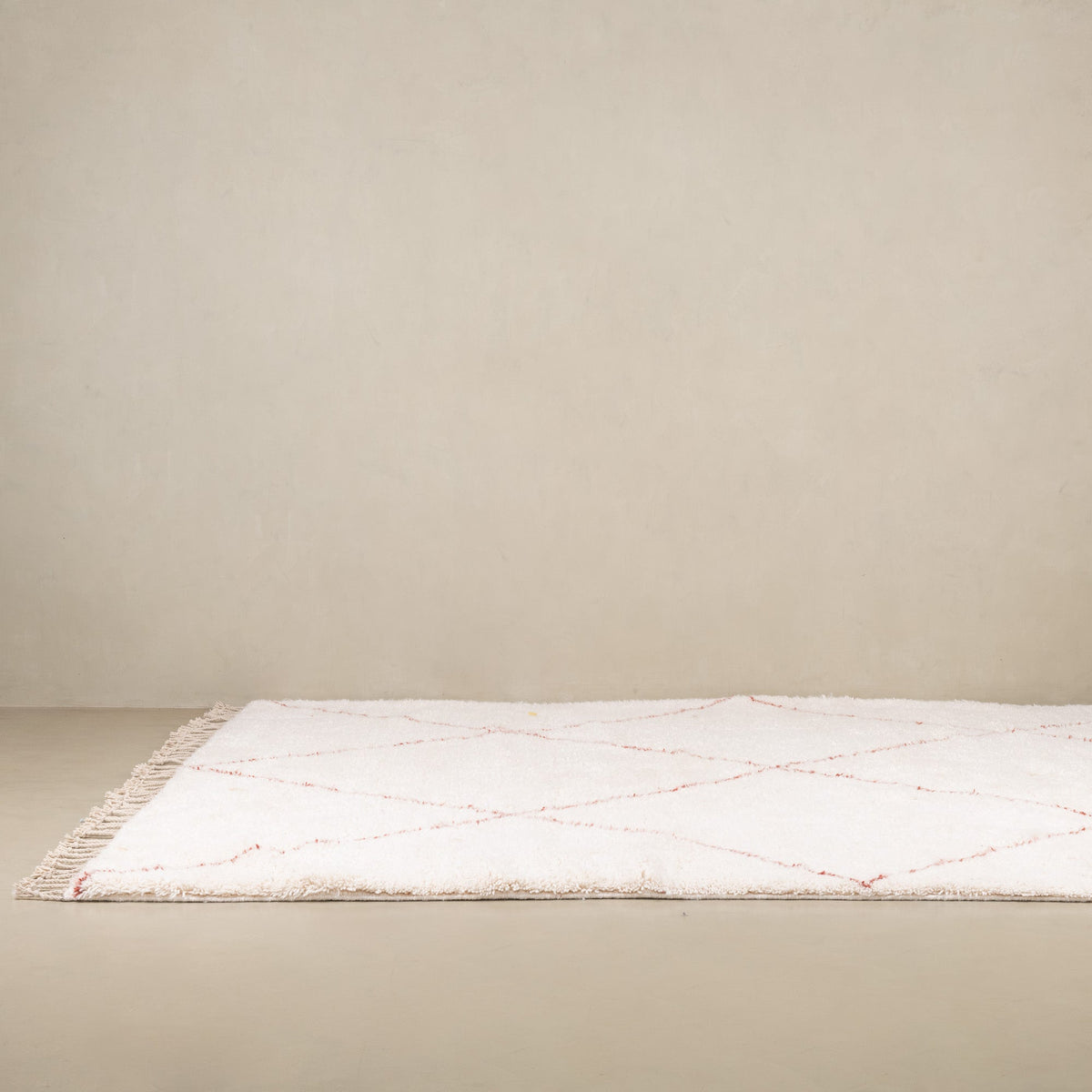 Almas Laine Naturelle Terracotta - Tapis Berbère shaggy