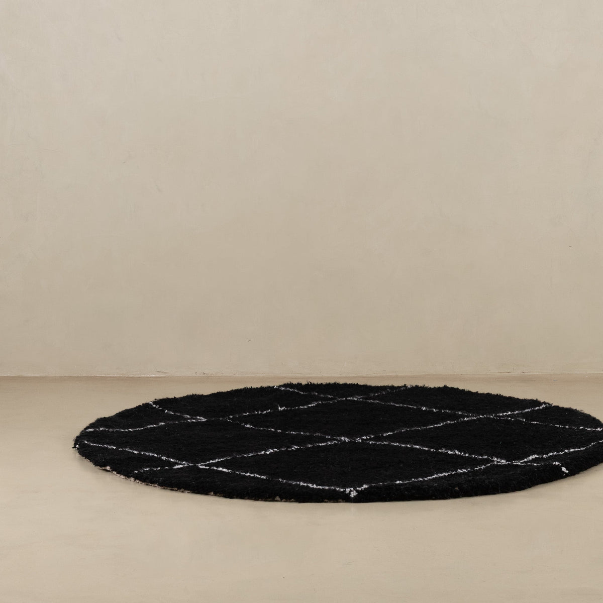 Aswad Rond - Tapis Berbère shaggy