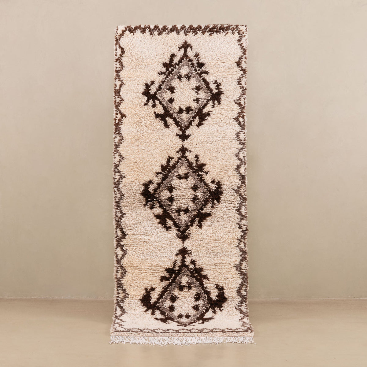 Ridwana - Tapis Berbère shaggy vintage de couloir