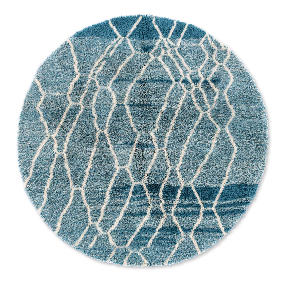 Rêves D'aigue Marine Rond - Luxueux tapis Berbère shaggy