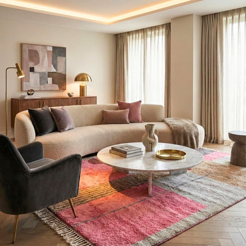 Géométries célestes - Luxueux tapis Berbère shaggy