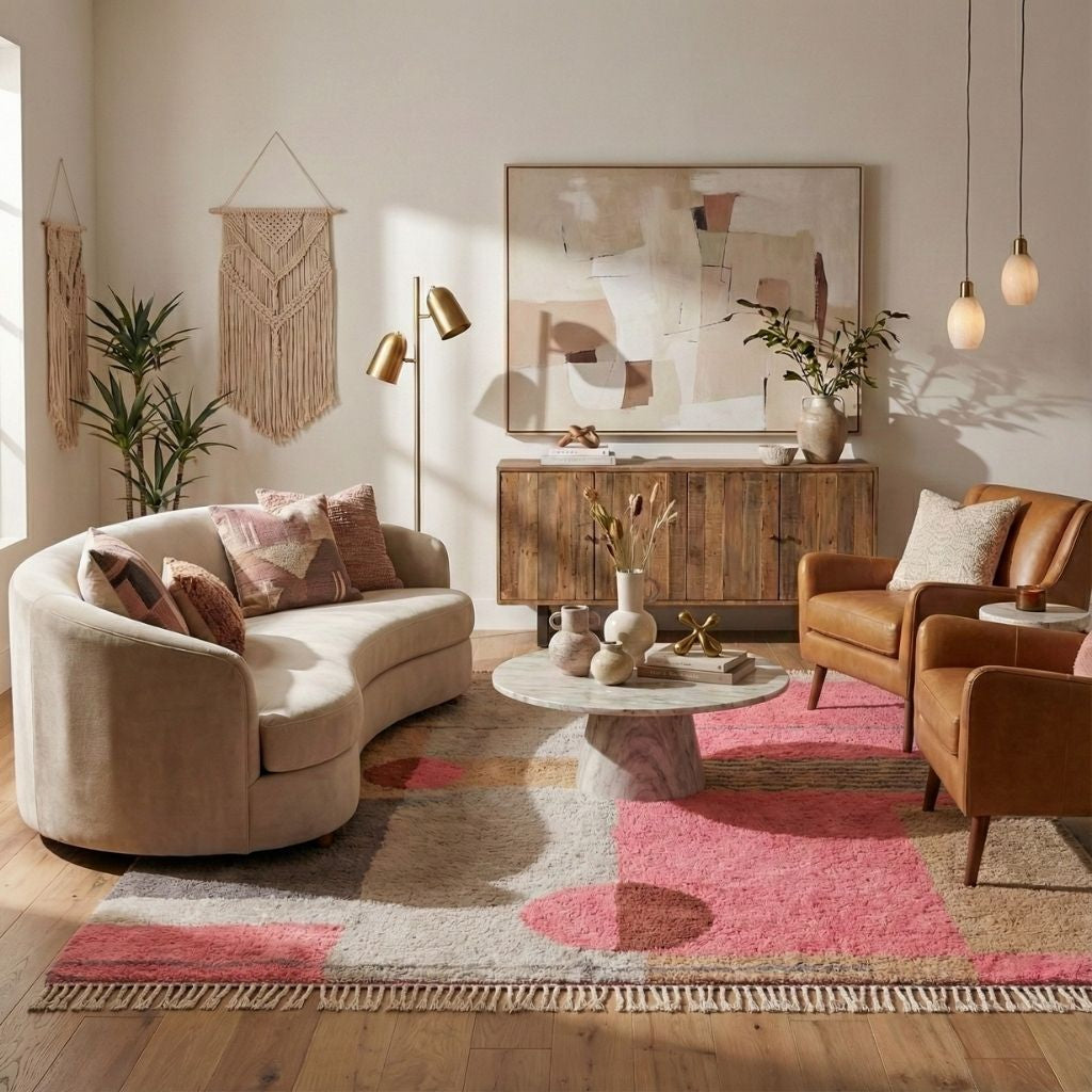 Géométries célestes - Luxueux tapis Berbère shaggy
