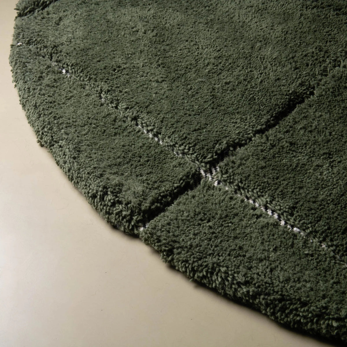 Mahafar Vert Militaire Rond - Tapis Berbère shaggy