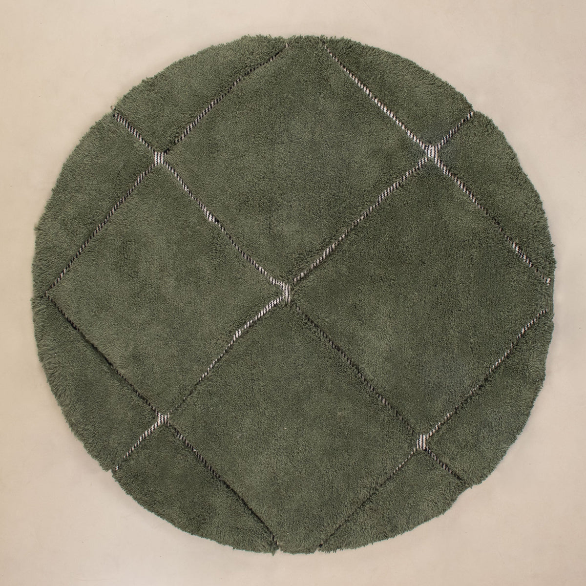Mahafar Vert Militaire Rond - Tapis Berbère shaggy