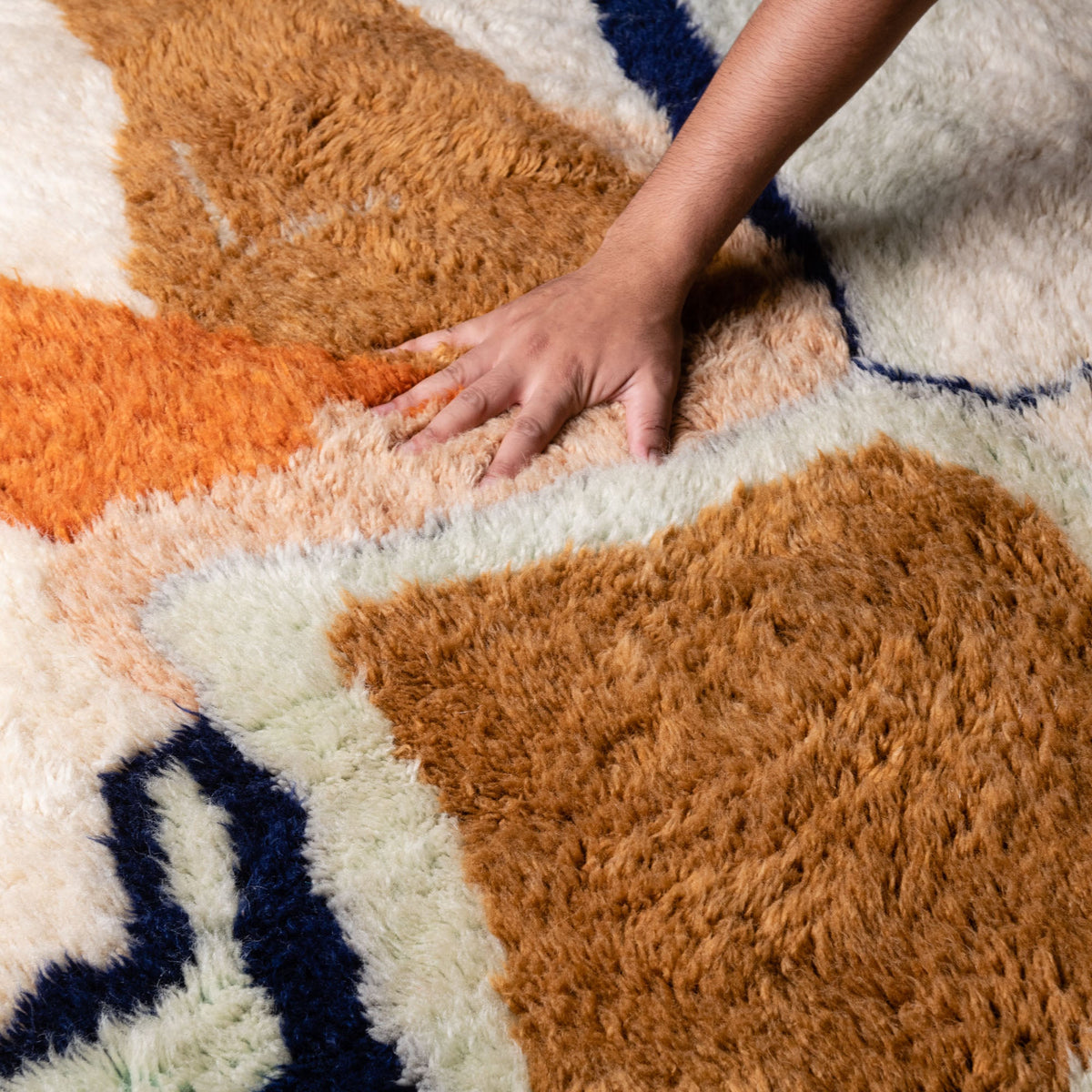 Flux d'encre Rond - Luxueux tapis Berbère shaggy