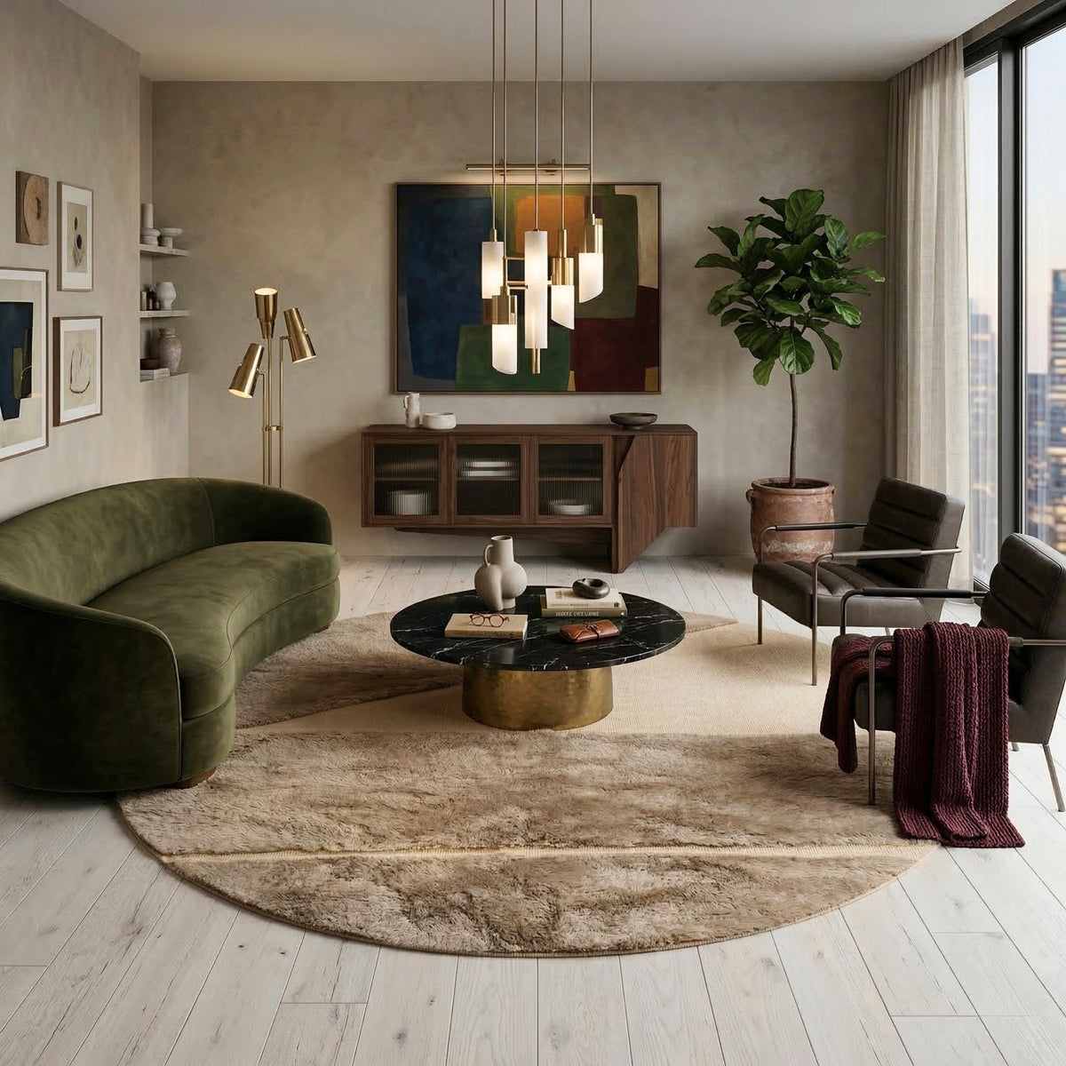 Bosse de chameau Rond - Luxueux tapis Berbère shaggy