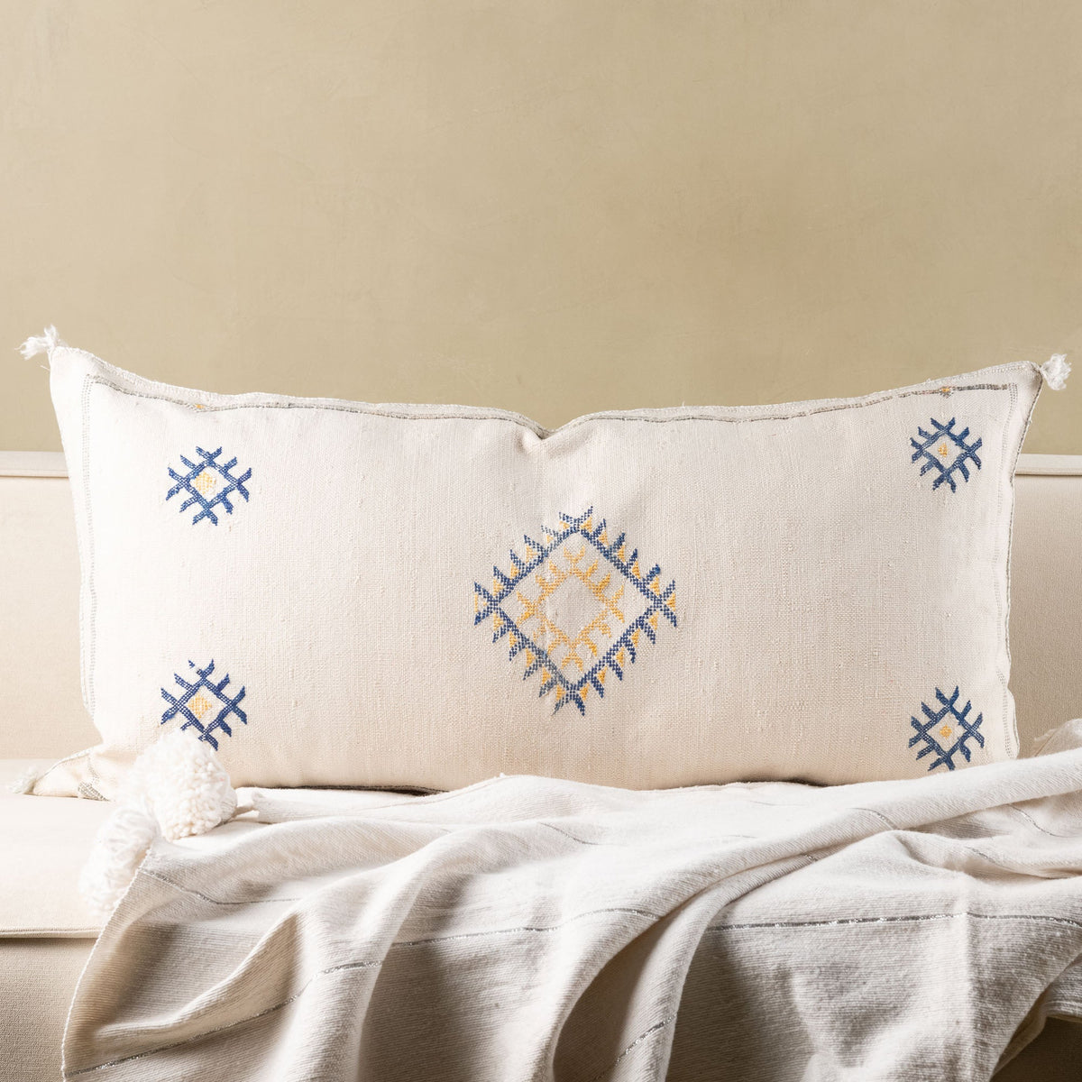 Coussin Blanc en soie de cactus