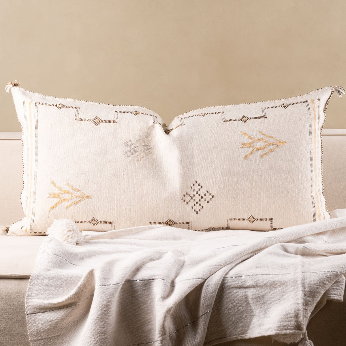 Coussin Blanc en soie de cactus