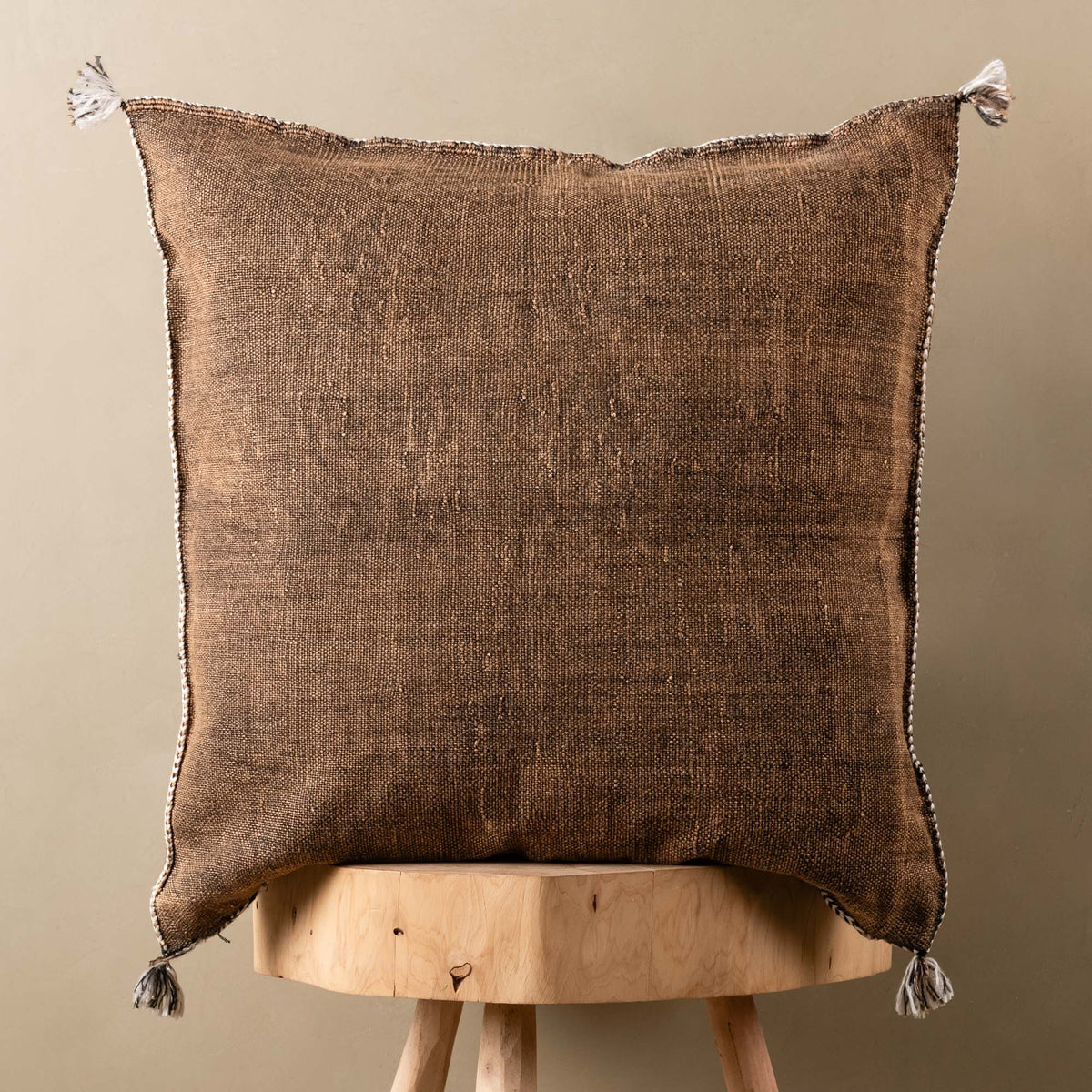 Coussin Marron en soie de cactus