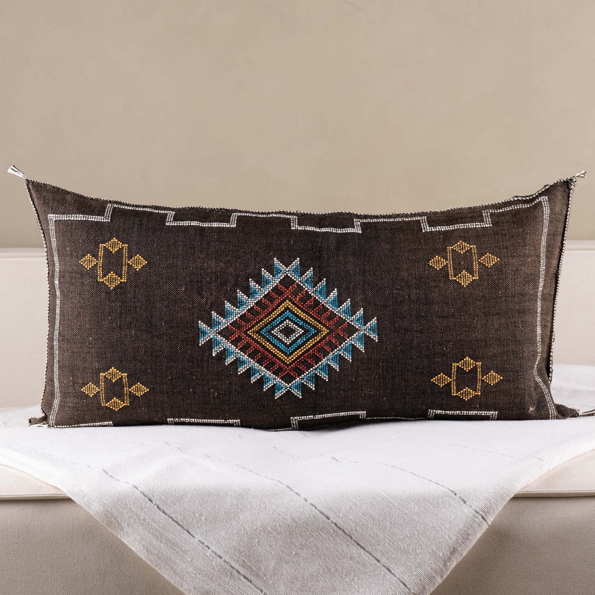 Coussin Marron en soie de cactus