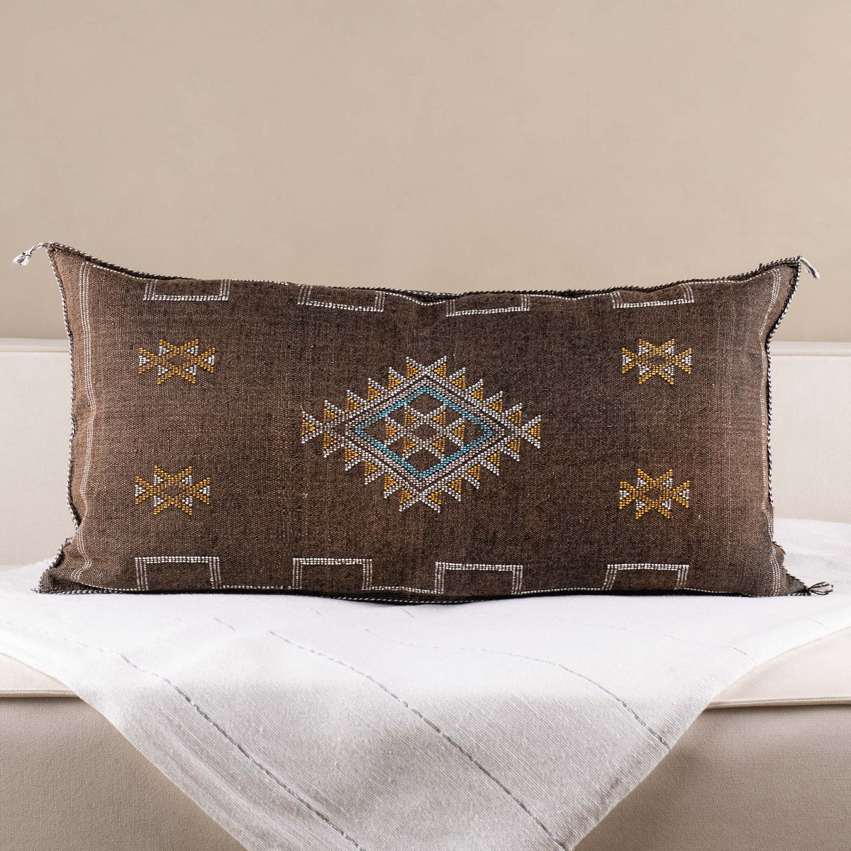 Coussin Marron en soie de cactus