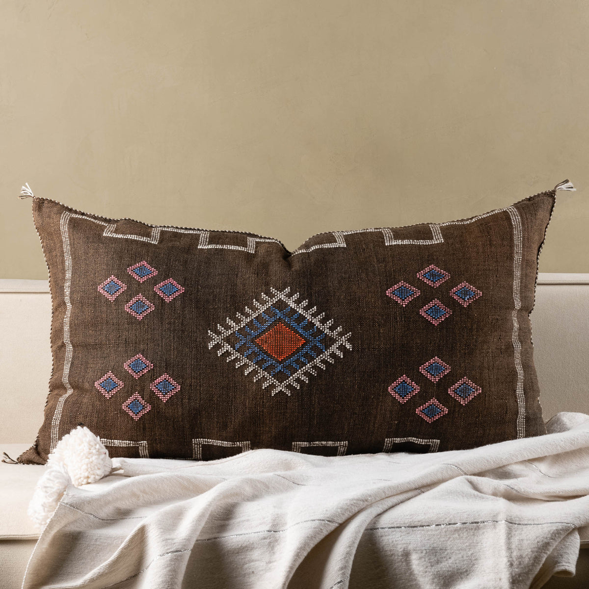 Coussin Marron en soie de cactus