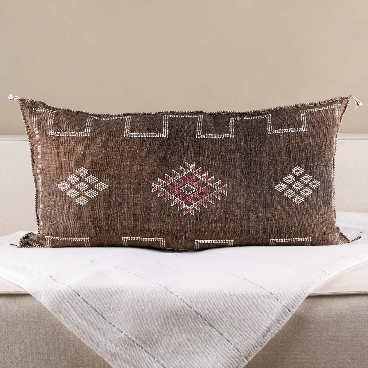 Coussin Marron en soie de cactus