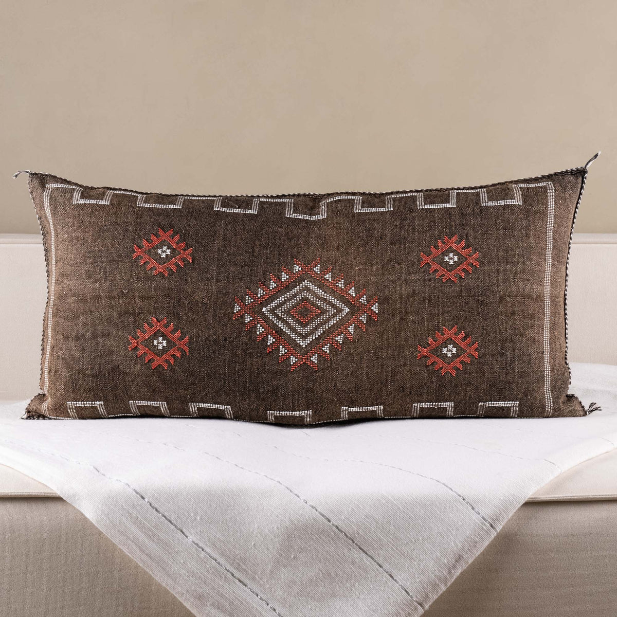 Coussin Marron en soie de cactus