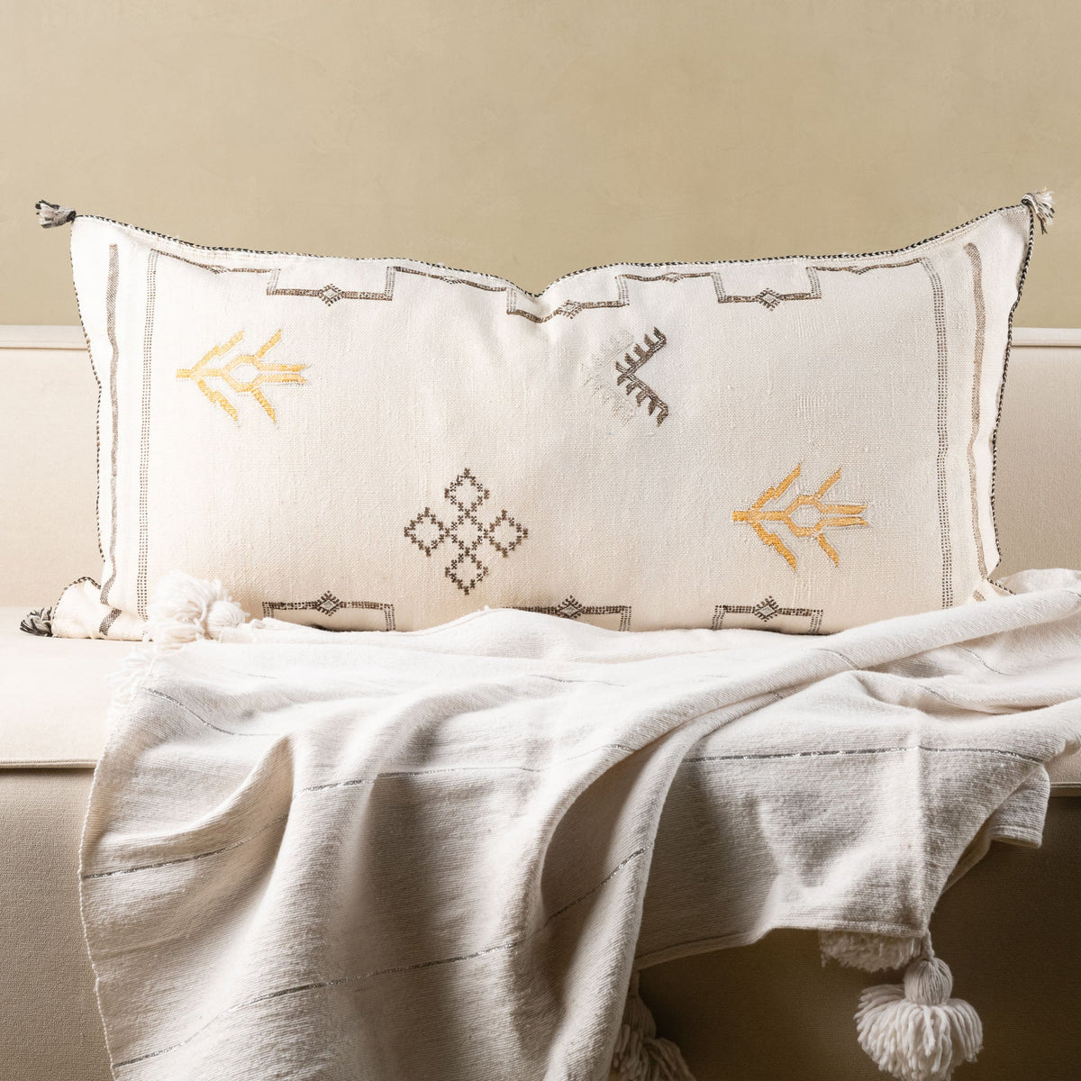 Coussin Blanc en soie de cactus