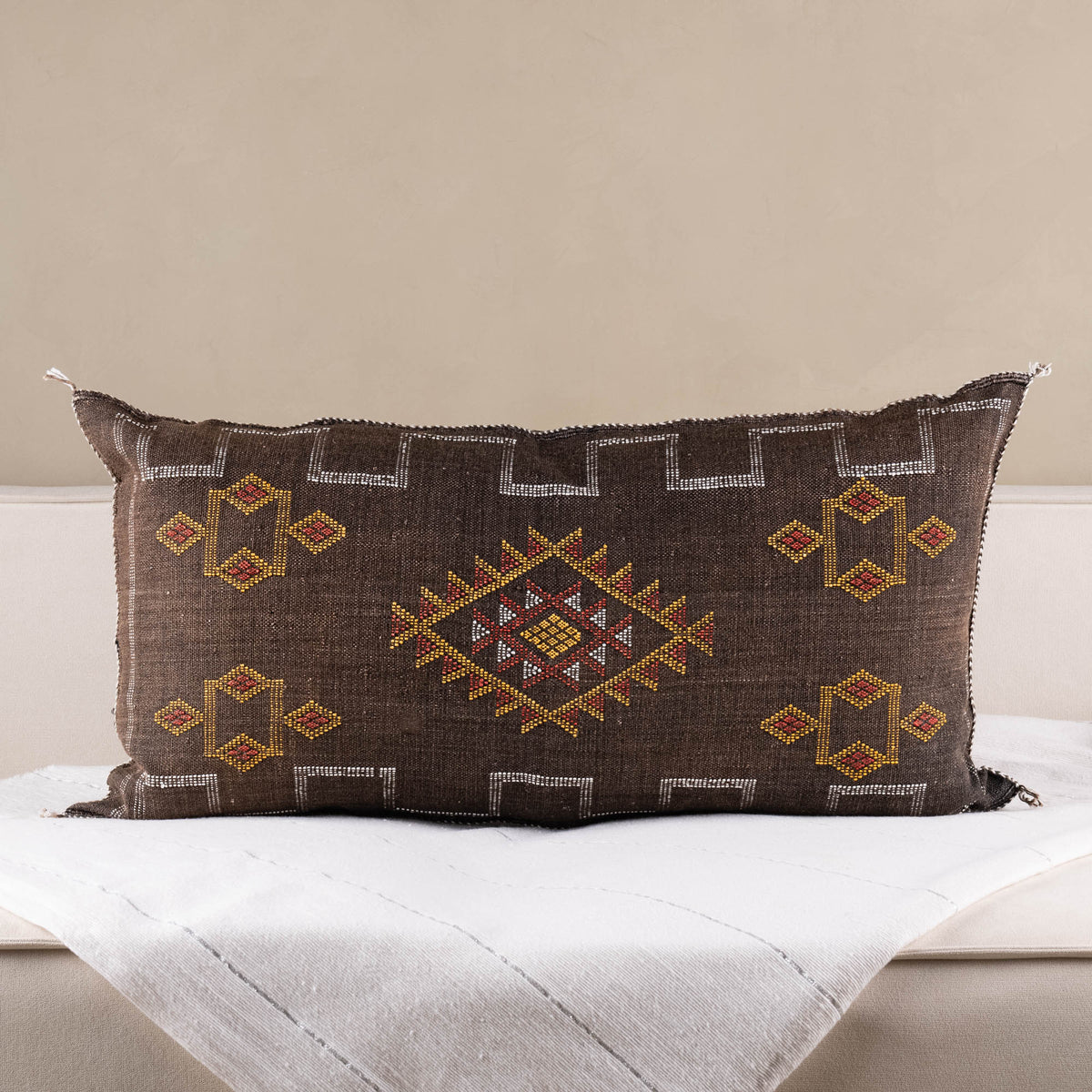 Coussin Marron en soie de cactus