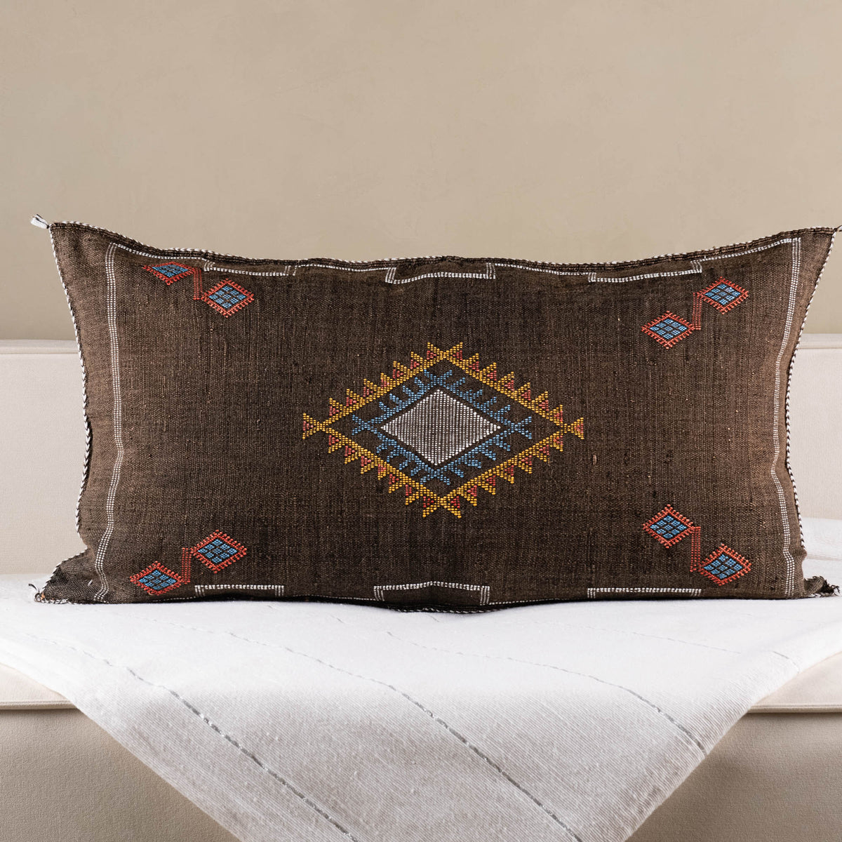 Coussin Marron en soie de cactus