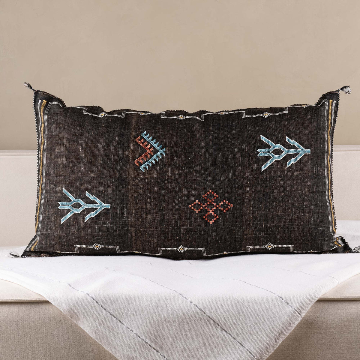 Coussin Marron en soie de cactus