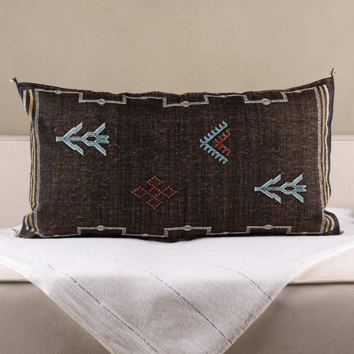 Coussin Marron en soie de cactus