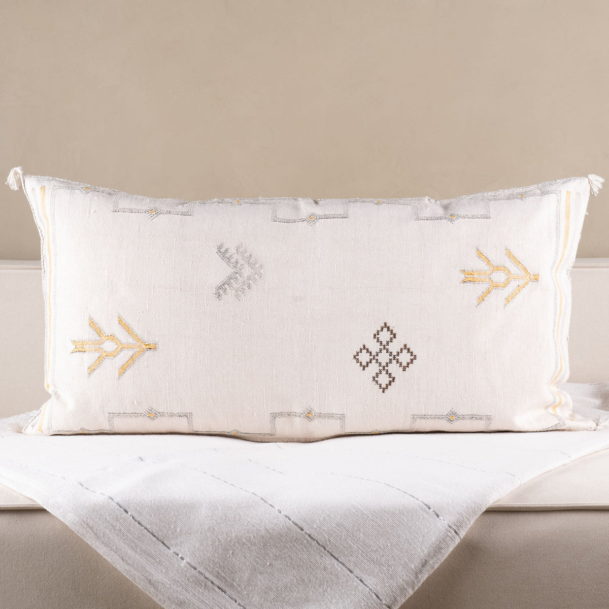 Coussin Blanc en soie de cactus