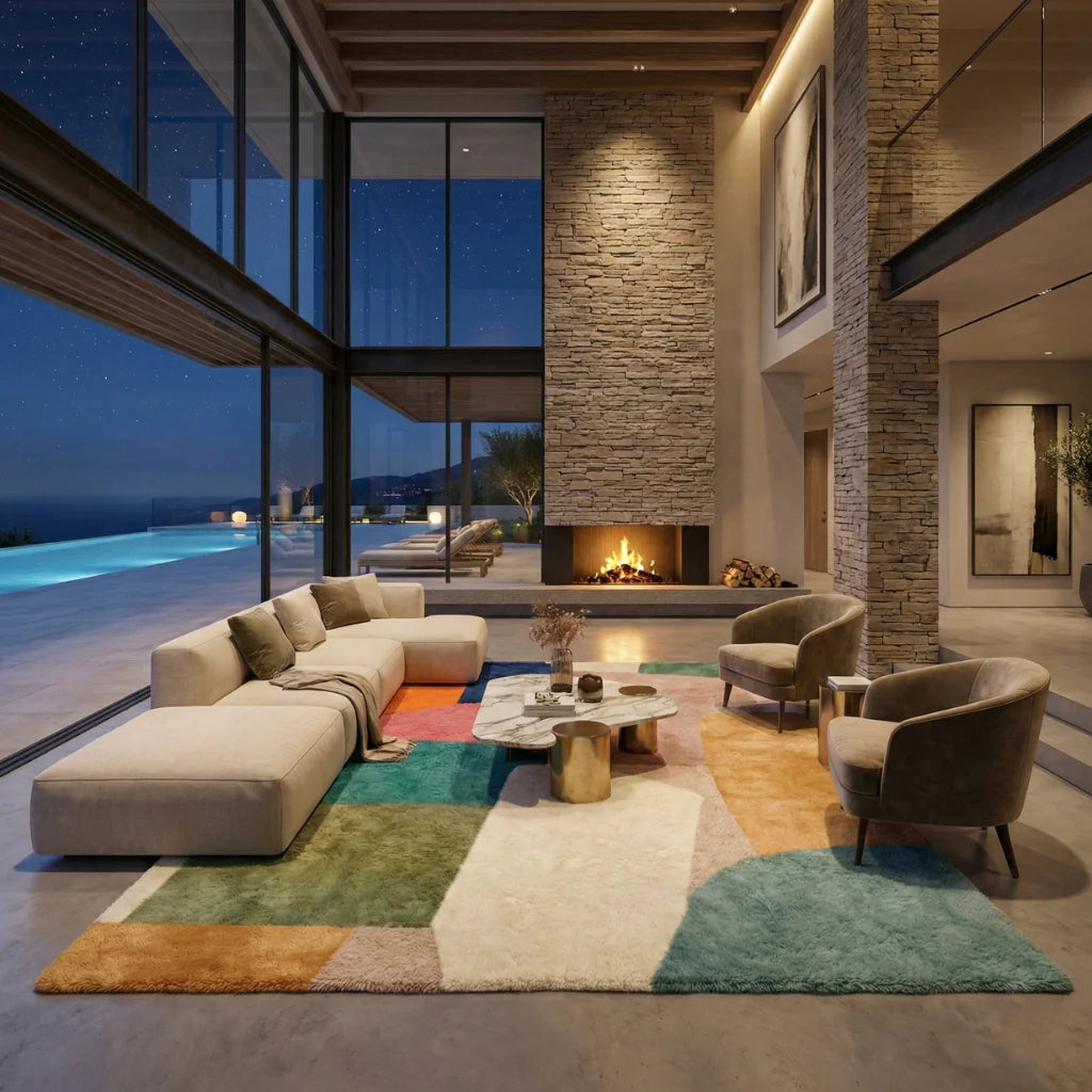 Éclats chromatiques - Luxueux tapis Berbère shaggy