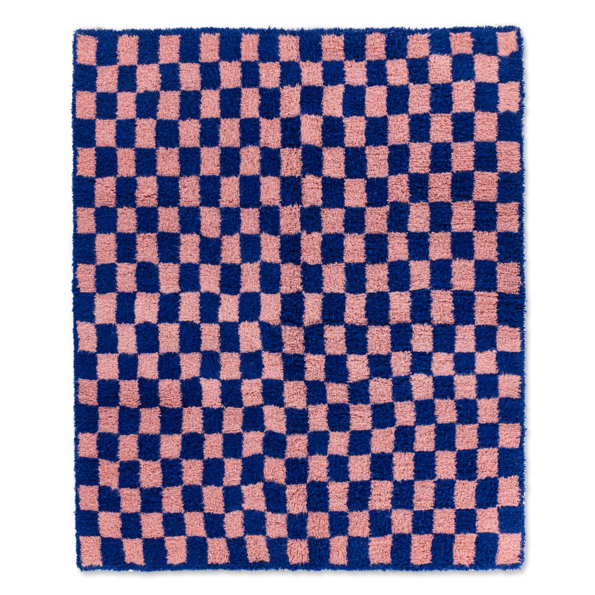 Dama Bleu Profond Rose - Tapis Berbère shaggy