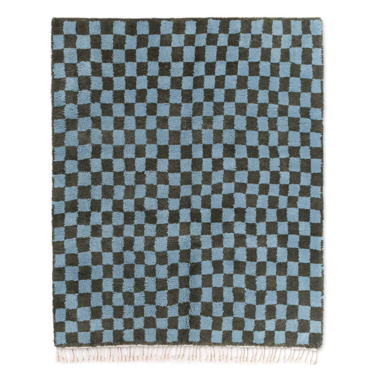 Dama Vert Militaire Bleu Océan - Tapis Berbère shaggy