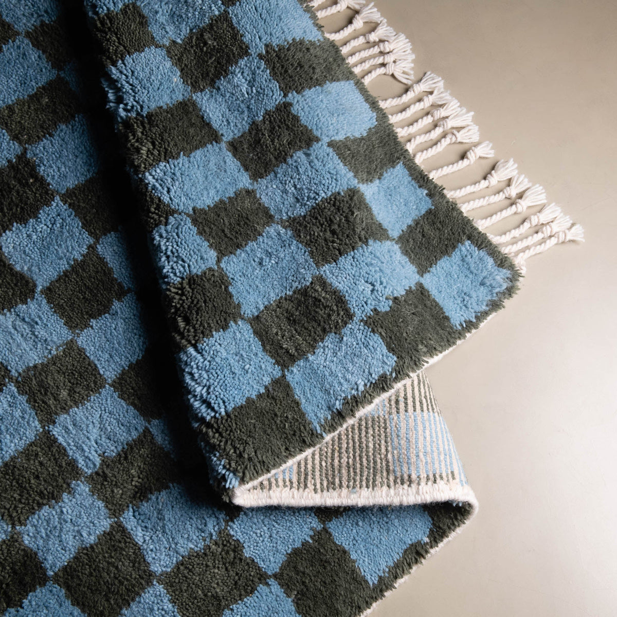 Dama Vert Militaire Bleu Océan - Tapis Berbère shaggy