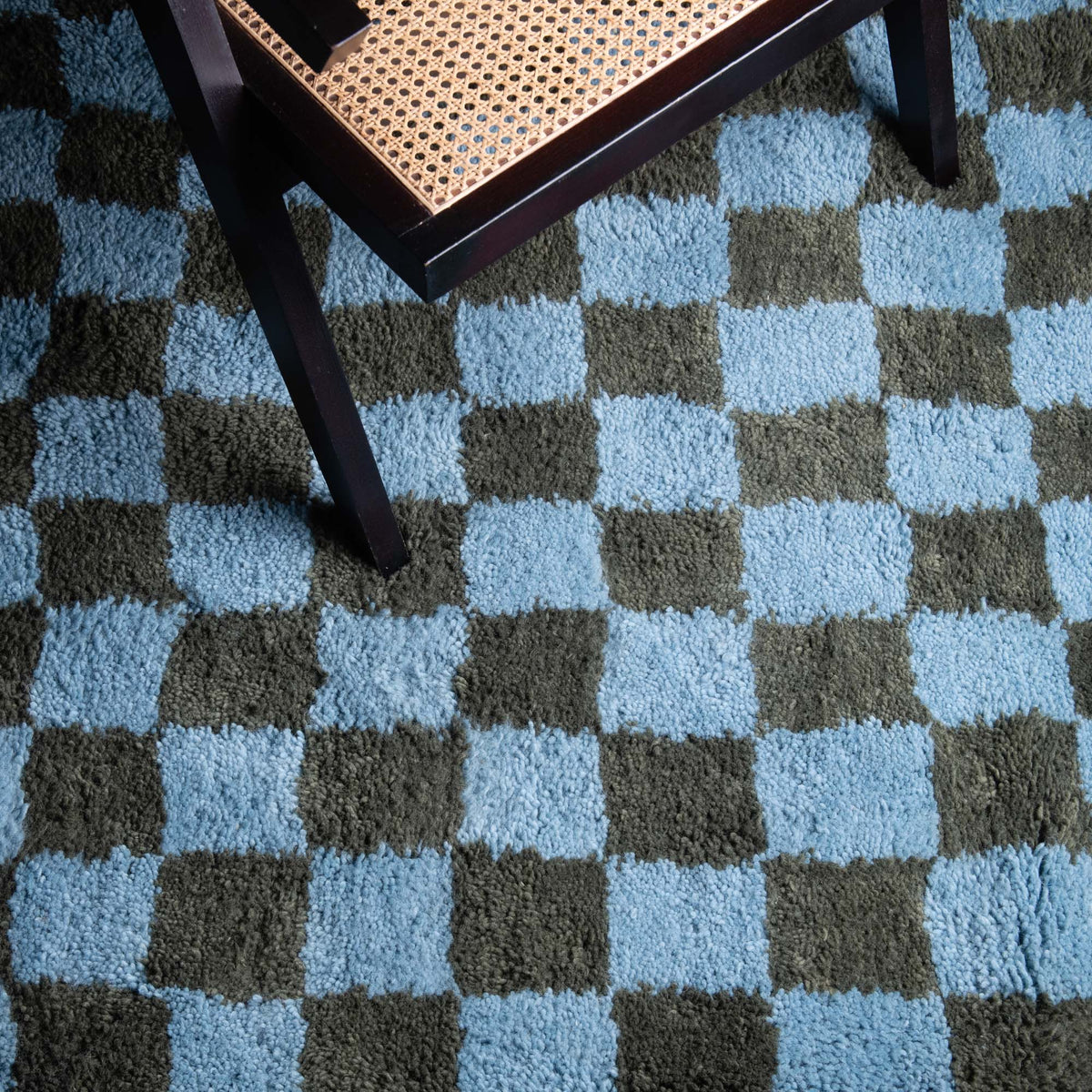 Dama Vert Militaire Bleu Océan - Tapis Berbère shaggy