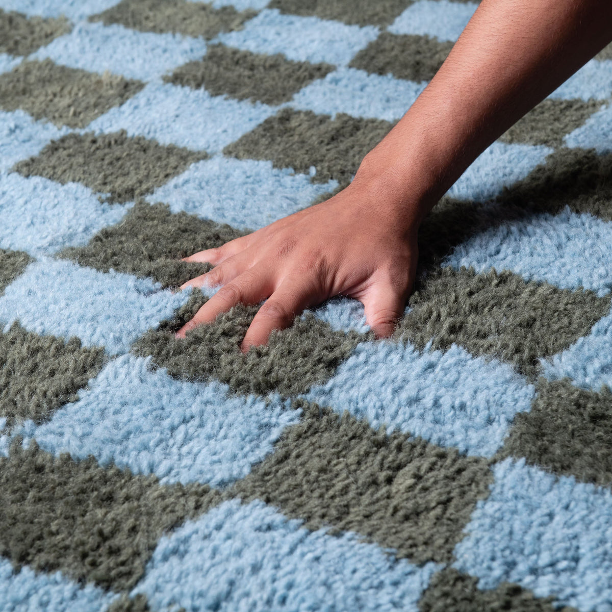 Dama Vert Militaire Bleu Océan - Tapis Berbère shaggy