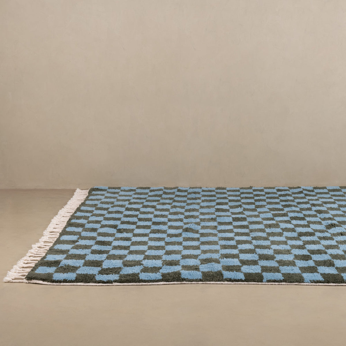 Dama Vert Militaire Bleu Océan - Tapis Berbère shaggy