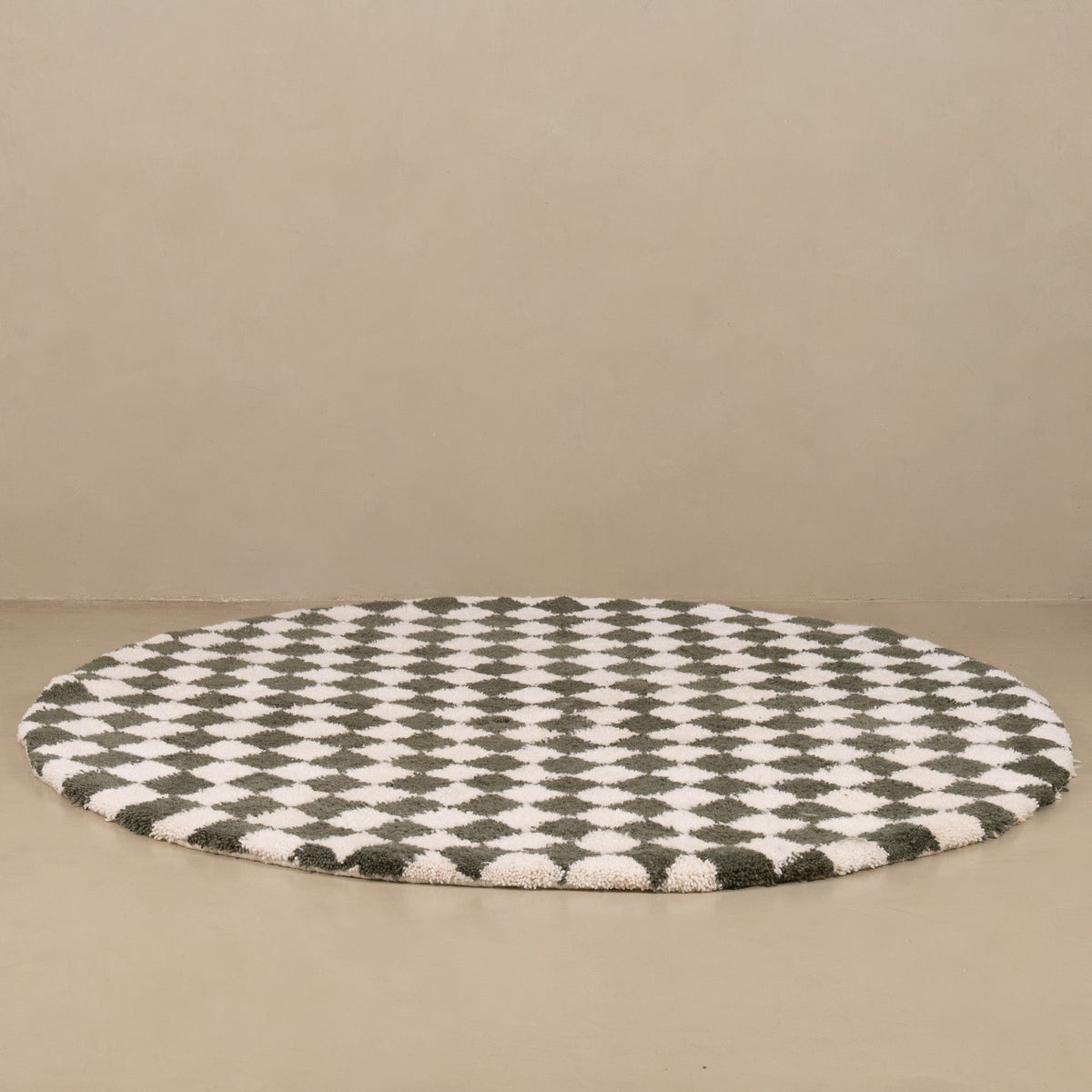 Dama Vert Militaire Rond - Tapis Berbère shaggy