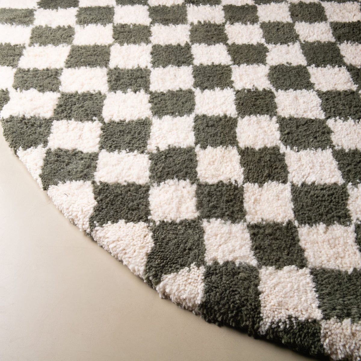 Dama Vert Militaire Rond - Tapis Berbère shaggy