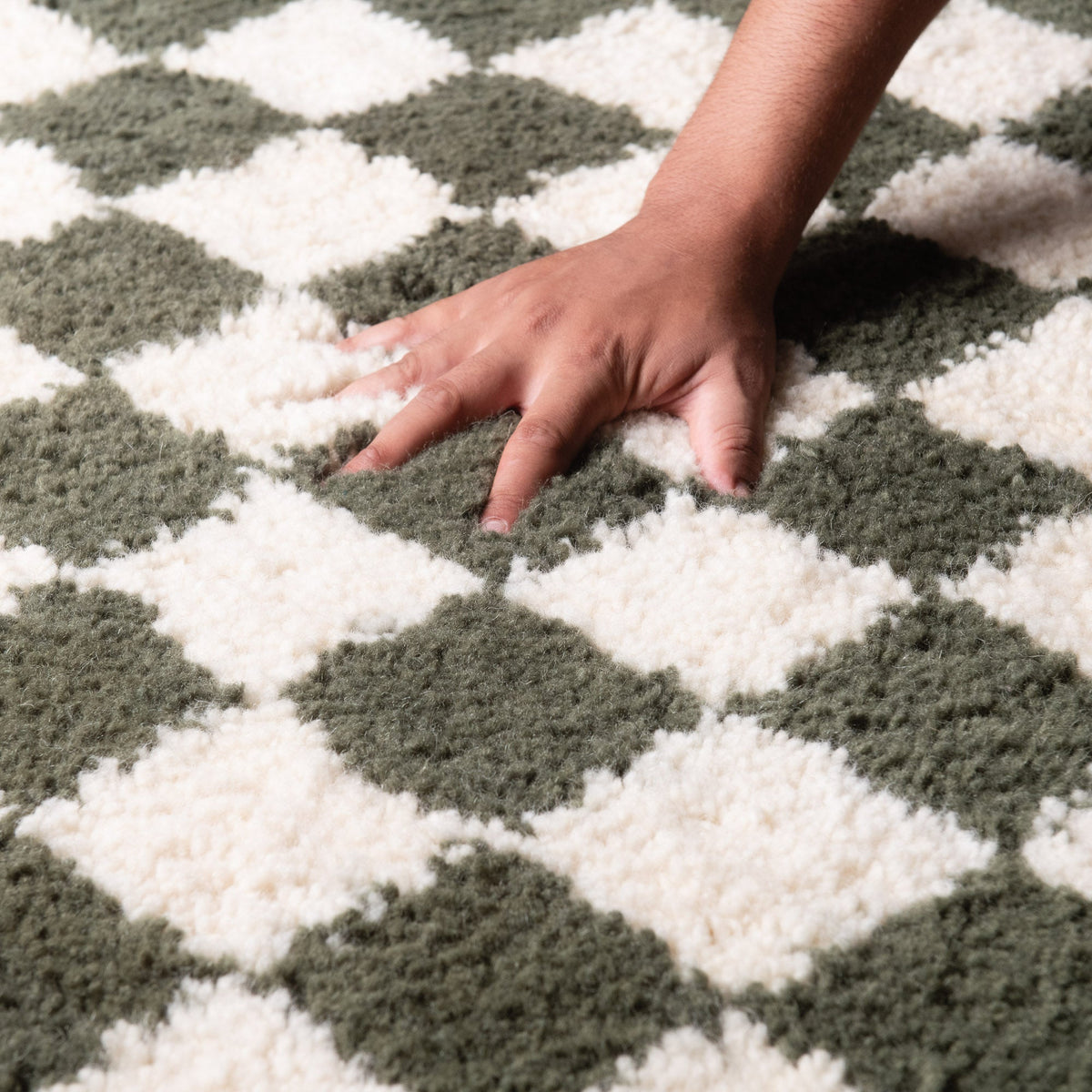 Dama Vert Militaire Rond - Tapis Berbère shaggy