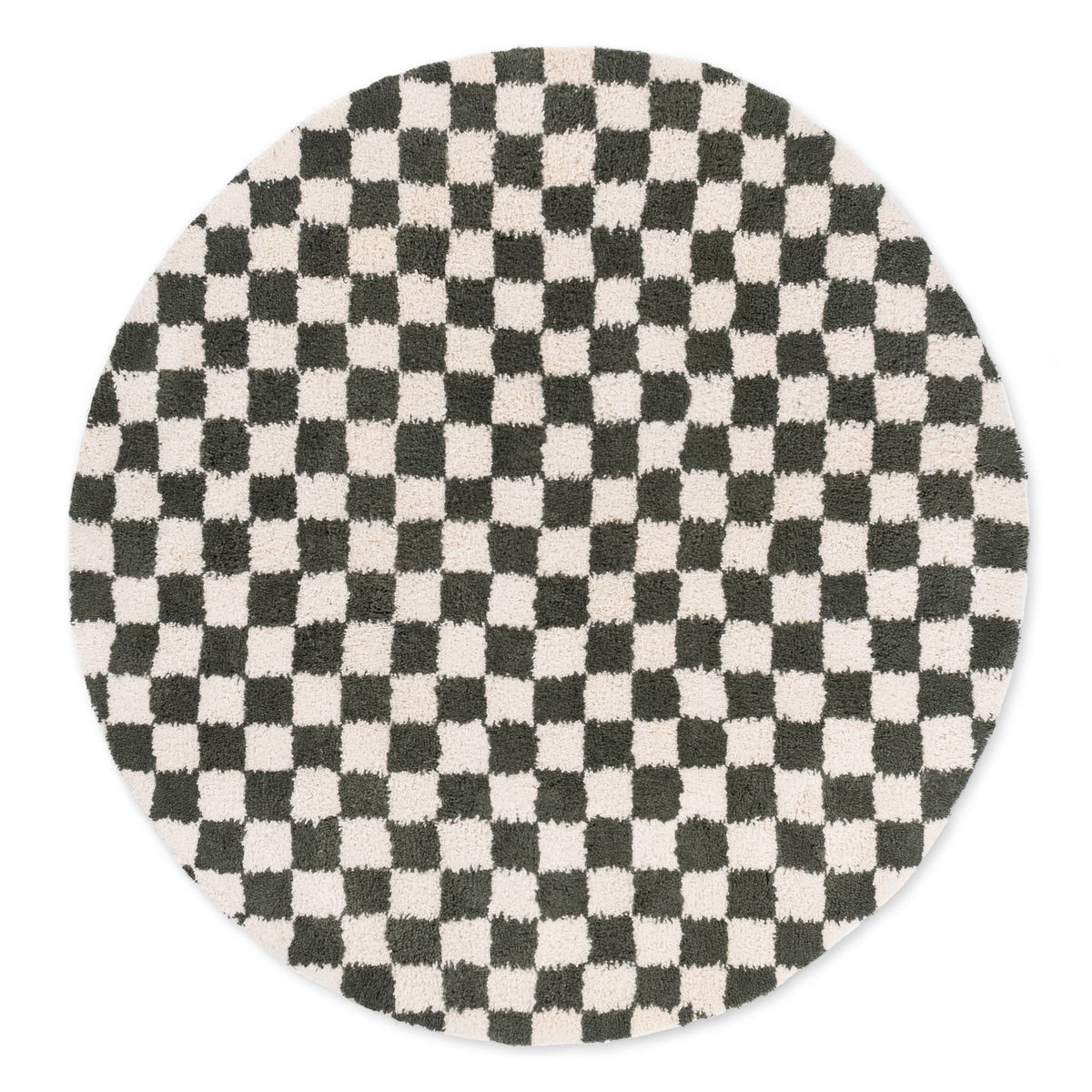 Dama Vert Militaire Rond - Tapis Berbère shaggy