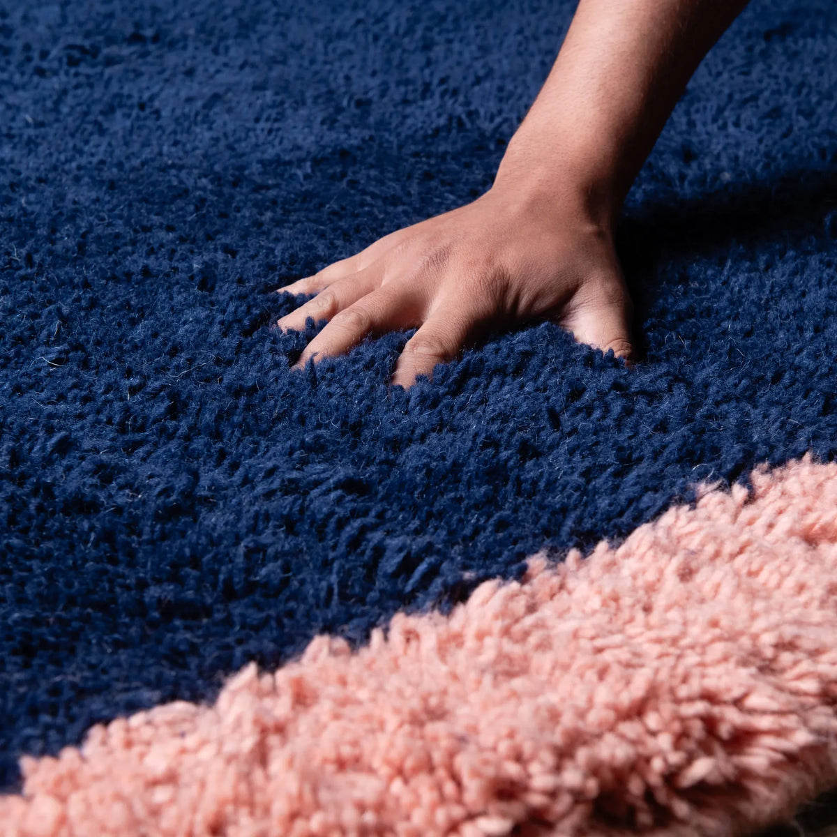 Maraba Bleu Profond Rose - Tapis Berbère shaggy