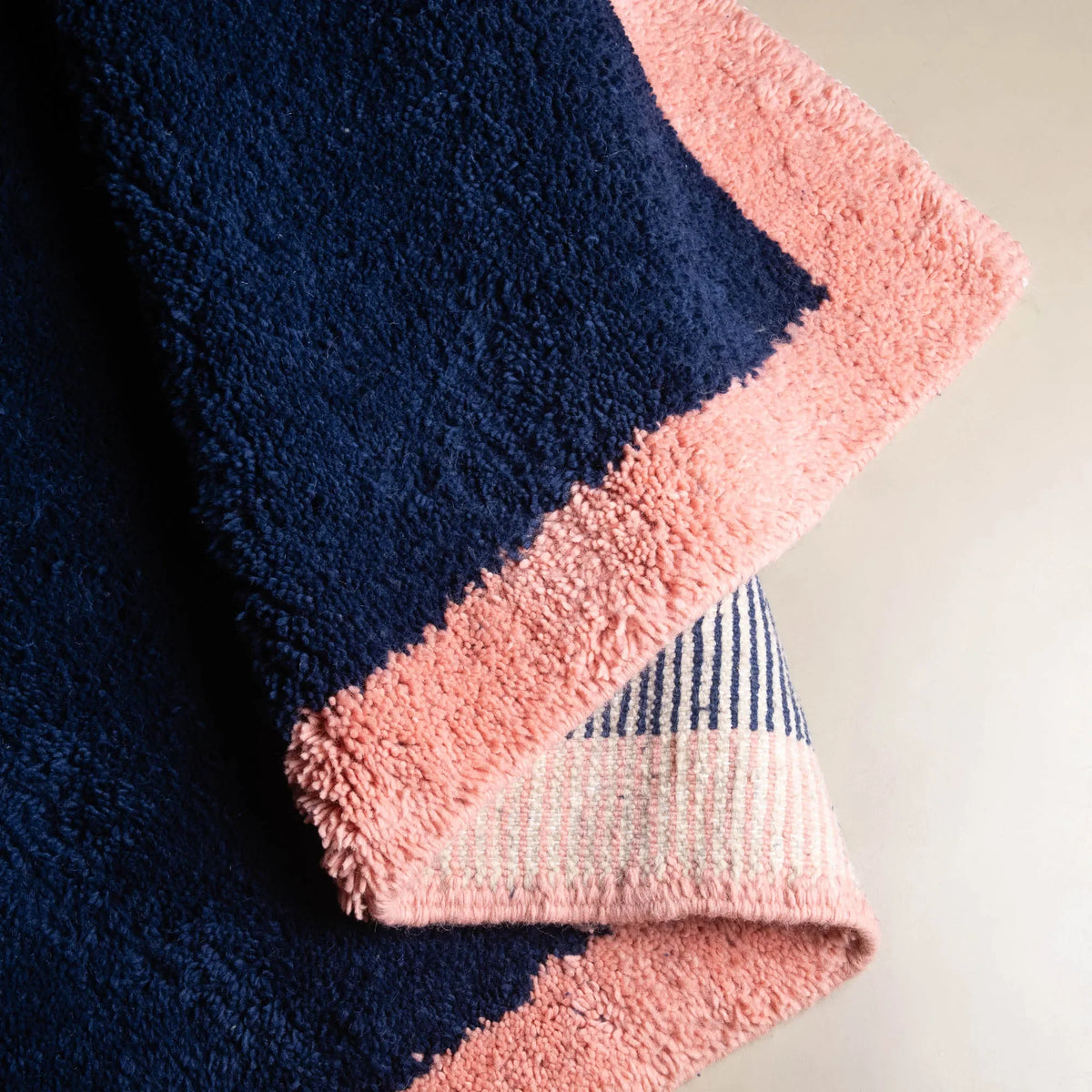 Maraba Bleu Profond Rose - Tapis Berbère shaggy