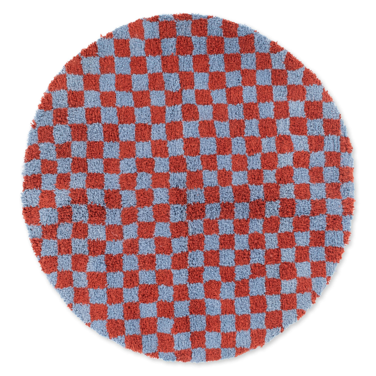 Dama Terracotta Bleu Rond - Tapis Berbère shaggy