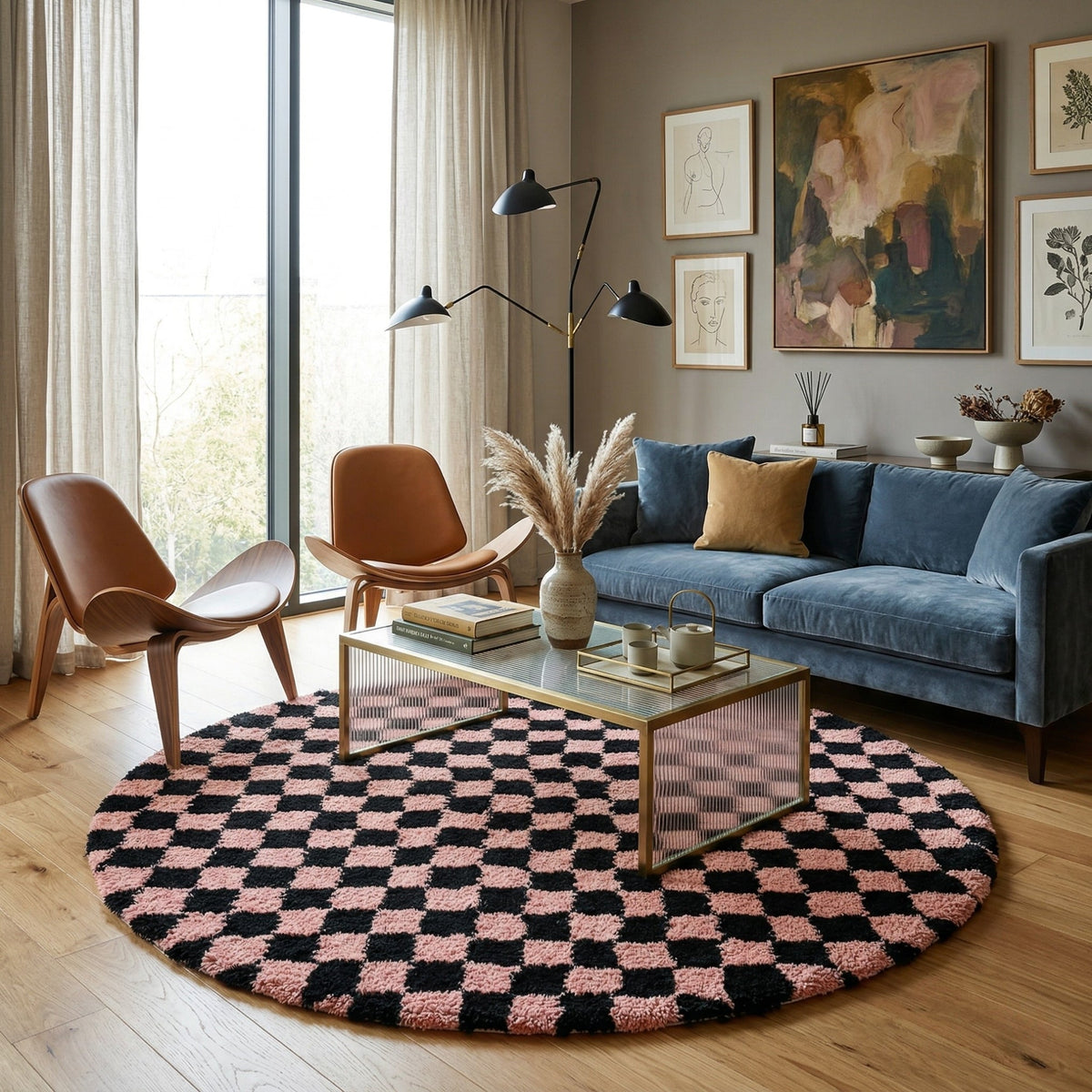 Dama Rose Rond - Tapis Berbère shaggy