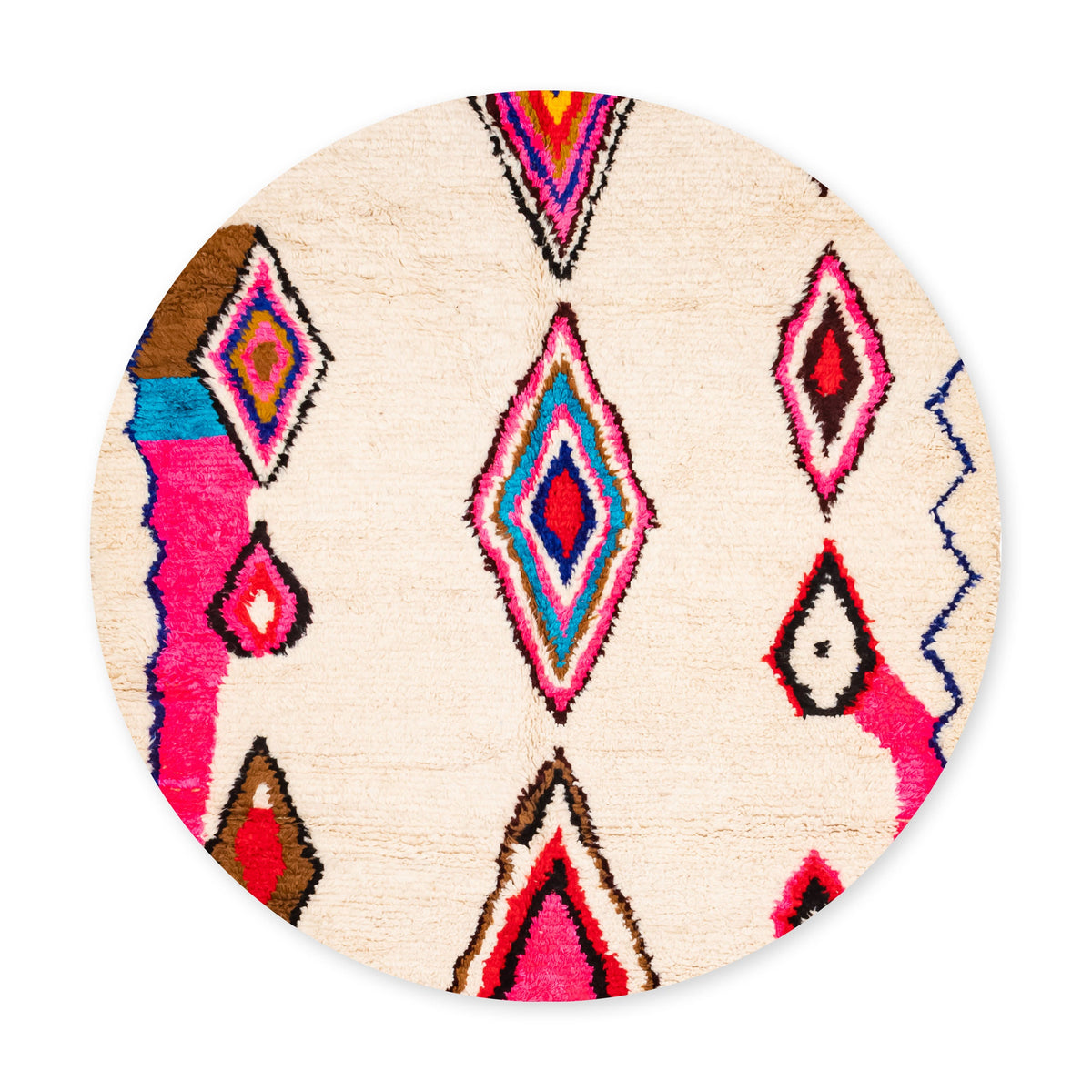 Ghazal Rond - Tapis Berbère shaggy