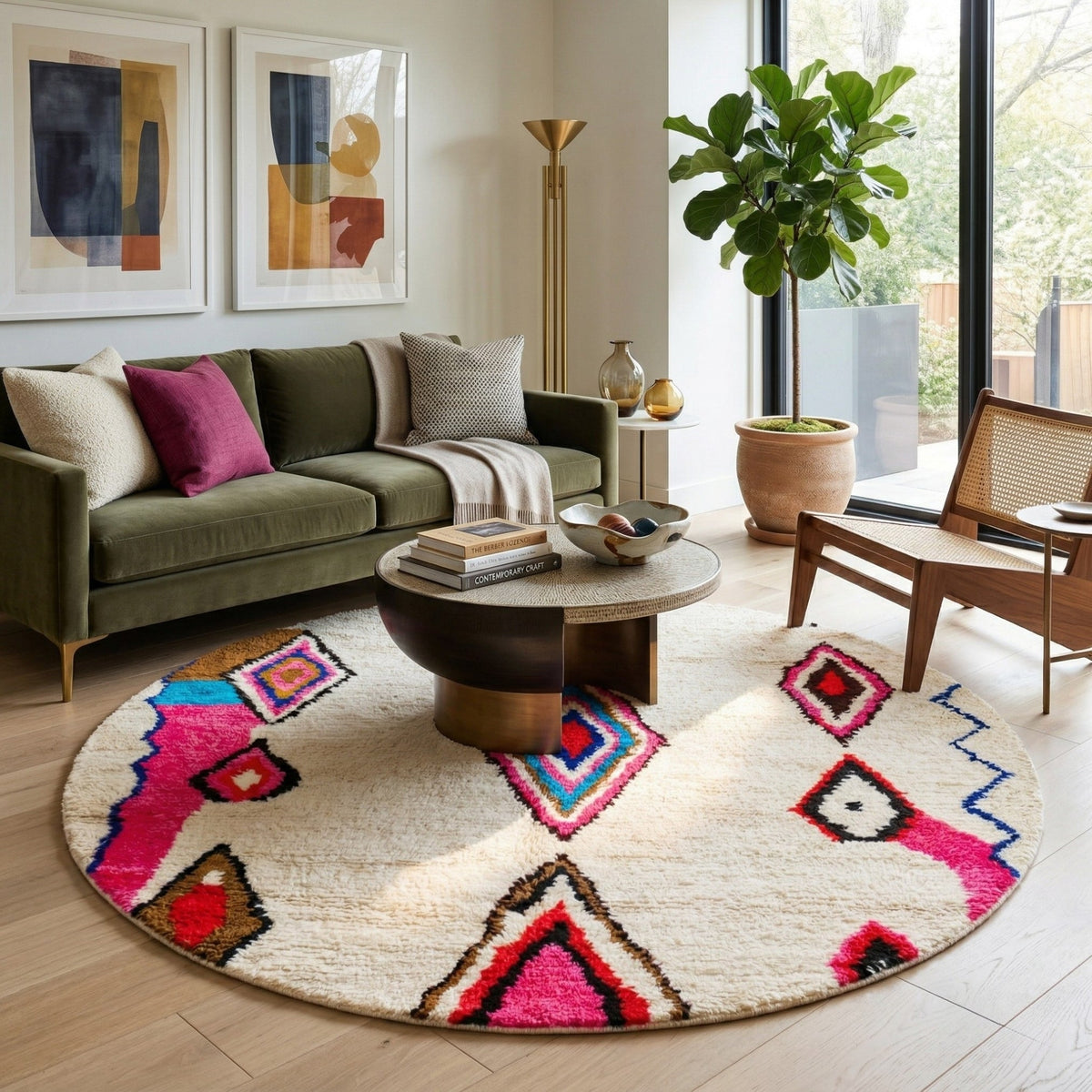 Ghazal Rond - Tapis Berbère shaggy
