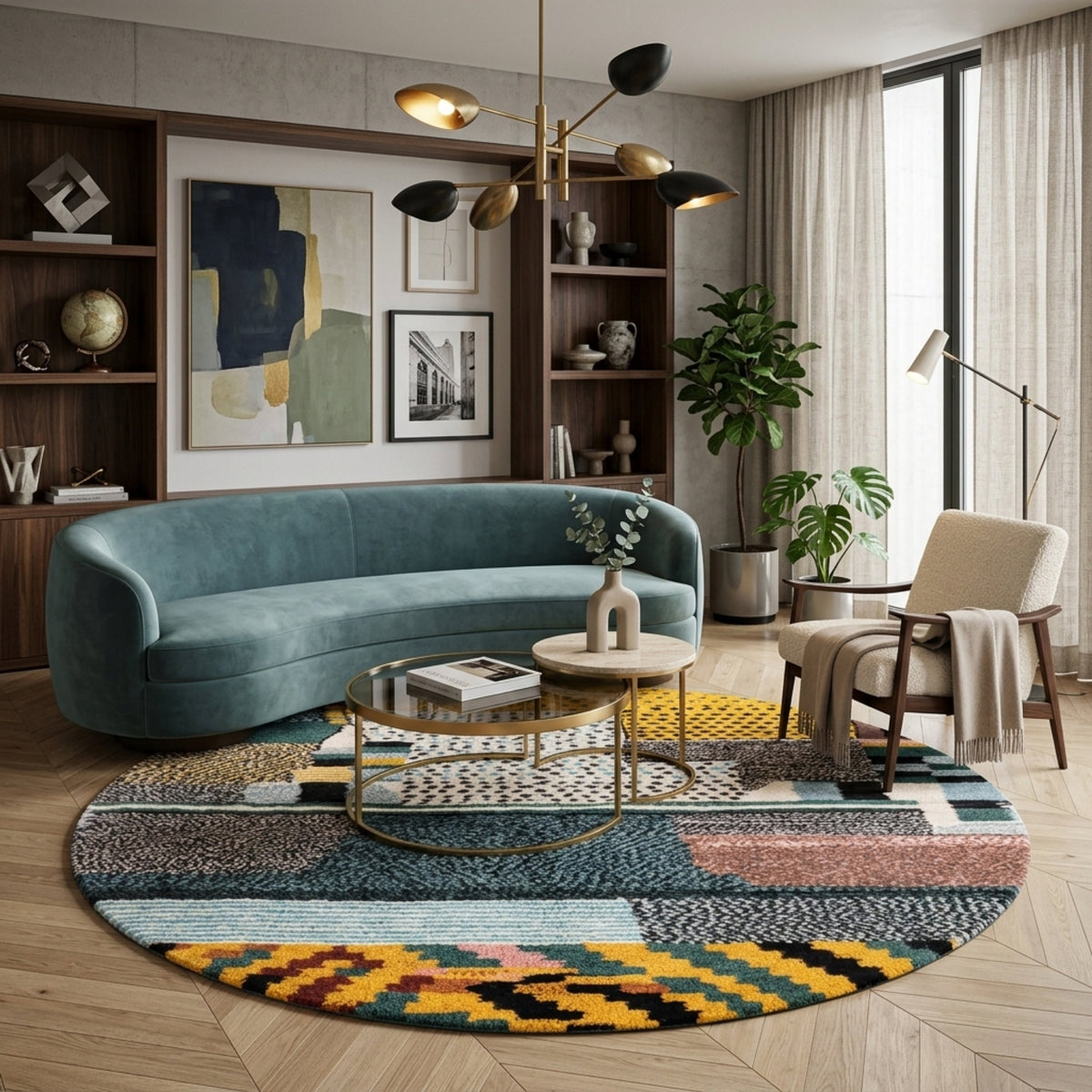 Jinan Rond - Tapis Berbère shaggy