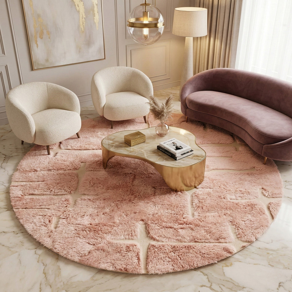 La Goutte de rosée Rond - Luxueux tapis Berbère shaggy