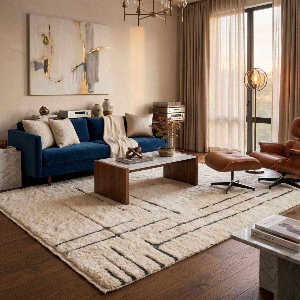 Lignes chuchotées - Luxueux tapis Berbère shaggy