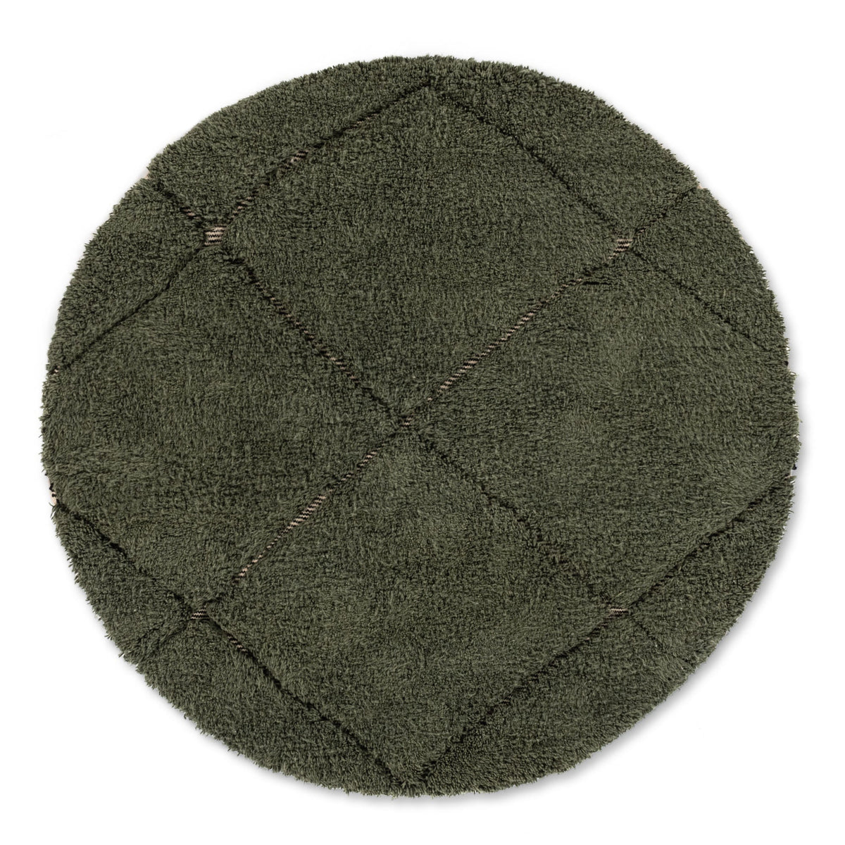 Mahafar Vert Militaire Rond - Tapis Berbère shaggy