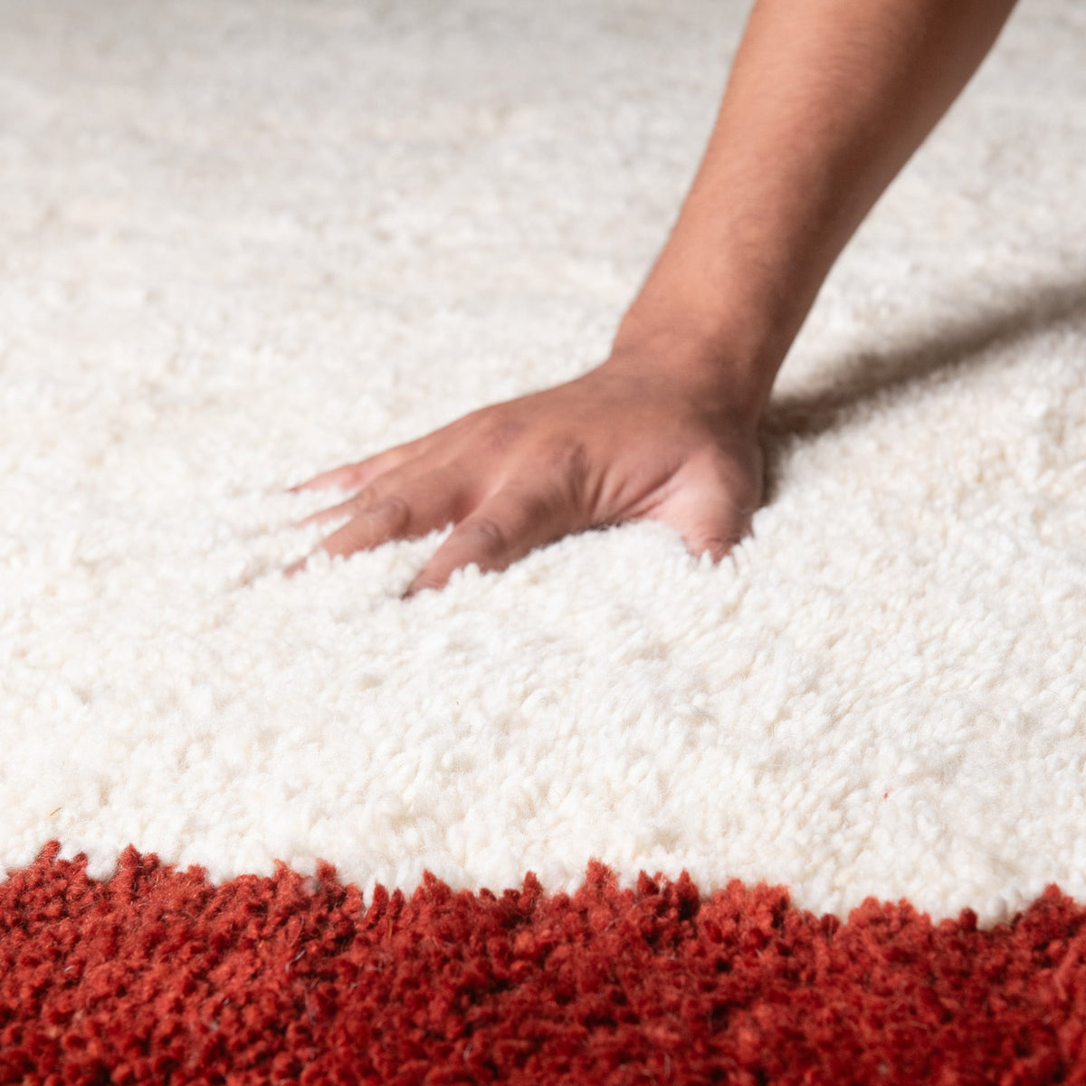 Maraba Laine Naturelle Rouge Intense - Tapis Berbère shaggy